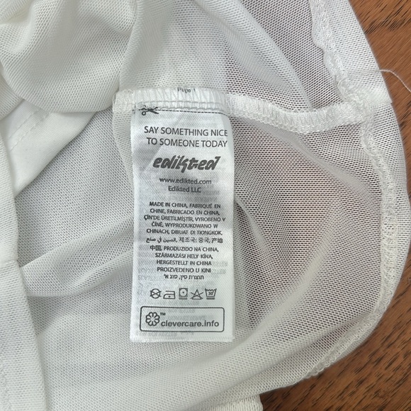 Edikted white sheer long sleeve shirt, size Small - Picture 5 of 5